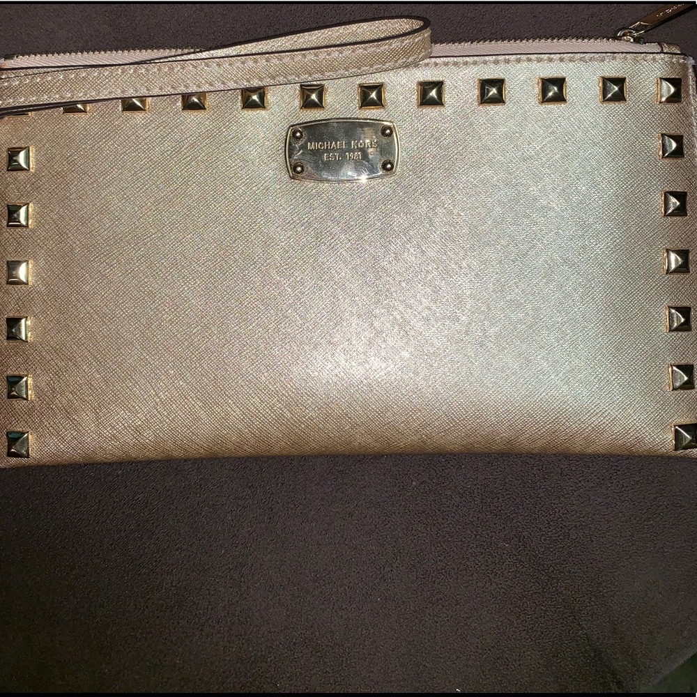MK Gold Studded- Large Wristlet
